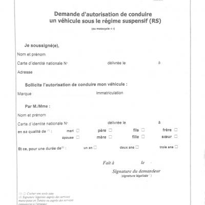 Dde autorisation conduire rs 1